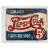 11×8 1/2 Pepsi-Cola Double Dot Sign With ‘Hits the Spot’ Slogan