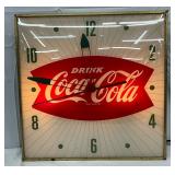 Early Coca-Cola Light-Up Wall Clock with 15-Inch Glass Face and Fishtail Logo
