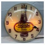 NuGrape Soda Advertising Clock with Illuminated Design, 15-Inch