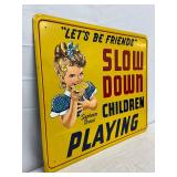 Children Playing Metal Sign