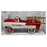 Restored Red and White Murray Sad Face Pedal Car Fire Truck with Ladders