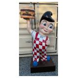 8-Foot Fiberglass Big Boy Statue with Checkered Overalls and Hamburger