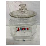 Small Lance Glass Jar with Etched Lid, 7×9 Inches