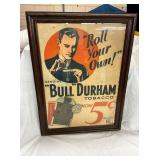 23x30 Bull Durham 5 Cent Tobacco Framed Adv. 