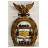 Cast Good Luck Trivet w/Eagle 