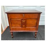 Walnut Sugar Chest Inlaid Front with Turned Legs 