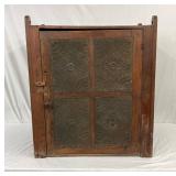 1800s Prim Hanging Punch Tin Pie Safe