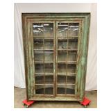 1830 Barrel-Back Wooden Cupboard 24 Pane Glass Doors