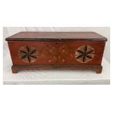 Early Southern Pine Blanket Chest Bracket Feet Toil Painted 