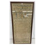 Framed Needlework Sampler Attributed to Elizabeth Blake, Dated Sept. 24, 1761, 11x22 