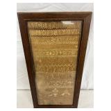 Framed Needlework Sampler by Lydia Ann Addams, 1836, Lehigh County, Pennsylvania, 9x18 