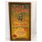 Framed Advertising Poster for ‘The White Rabbit Saloon,’ 24×44 Inches