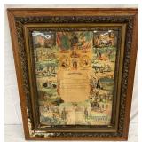 Framed 29×35 Membership Certificate Print with Historical Illustrations