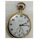 Hallmark Gold-Plated Pocket Watch with Engraved Case and Visible Mechanism