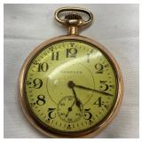 Hampden Gold-Tone Pocket Watch with Engraved Case