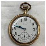 Elgin National Watch Co. Gold-Plated Pocket Watch with Open-Face Design
