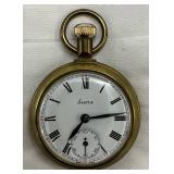 Gold-Tone Sears Pocket Watch With Roman Numerals and Sub-Seconds Dial