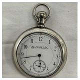 Elgin National Watch Co. Silver Pocket Watch with Open-Face Design