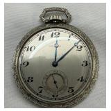 Waltham Silver-Tone Pocket Watch with Embossed Back Cover