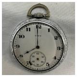 Elgin National Watch Company Open-Face Pocket Watch with Engraved Case