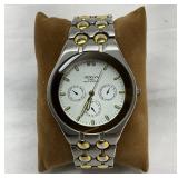 Geneva Platinum-Tone and Gold-Tone Dual-Finish Wristwatch with Three Subdials