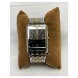 Citizen Two-Tone Rectangular Wristwatch with Black Dial and Roman Numerals