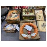 Vintage Holiday Decorations, Tin Boxes, Books, and Christmas Figurines