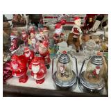 Vintage Santa Claus Figurines, Lantern Ornaments, and Christmas-Themed Ephemera