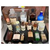 Early Medicine Bottles with Labels and Glass Stopper Features