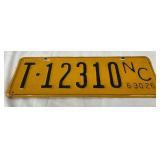 1926 NC License Plate