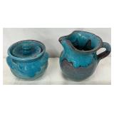 Pottery Creamer and Sugar
