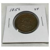 1856 United States Large Cent Coin with Liberty Head Design