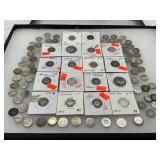 82 U.S. Silver Dimes, Including Mercury and Barber Examples