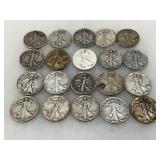 20 United States Silver Walking Liberty Half Dollars