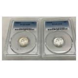 Two PCGS-Graded Mercury Dimes: 1938-S AU58 and 1941-S AU58