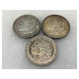 Three 1921 Morgan Silver Dollars