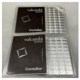 Two Valcambi Suisse 100 g CombiBars of .999 Fine Silver