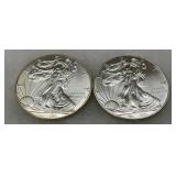 Two 2014 American Silver Eagle Coins