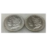Two 1884 and 1882 Morgan Silver Dollars