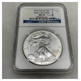 2014 American Silver Eagle $1 Coin – NGC MS 70 Early Releases