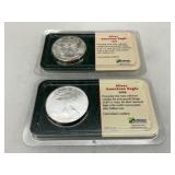 Two Silver American Eagle Coins, 1997 and 2006, Littleton Certification