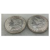 Two Morgan Silver Dollars – 1921 and 1885