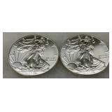 Two 2016 American Silver Eagle 1 oz Coins