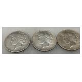 Three 1922 Peace Silver Dollars