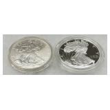 Two American Silver Eagle Coins, 1996 and 2002