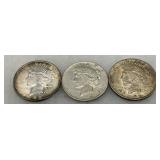 3 1922 Peace Silver Dollars