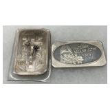 Two 999 Fine Silver Bars, Easter 1971 and ‘Mother Means Love’ 1974