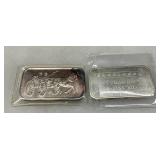 Two 1-Troy Ounce .999 Fine Silver Bars by Engelhard and Silver Towne