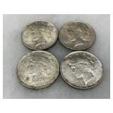4 U.S. Peace Silver Dollars, 1922 and 1923