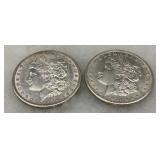 Two Morgan Silver Dollars, 1882 and 1921